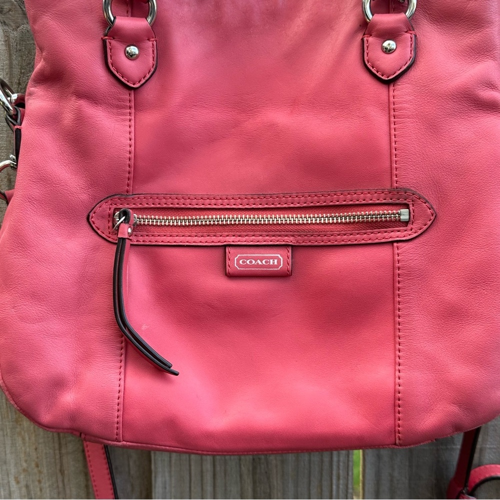 COACH DAISY LEATHER MIA F23901 SILVER/CORAL - Picture 2 of 16
